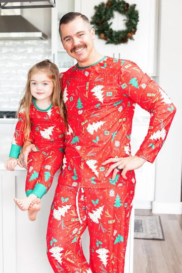Arbre de Noël rouge imprimé famille Ensembles de pyjama assortis